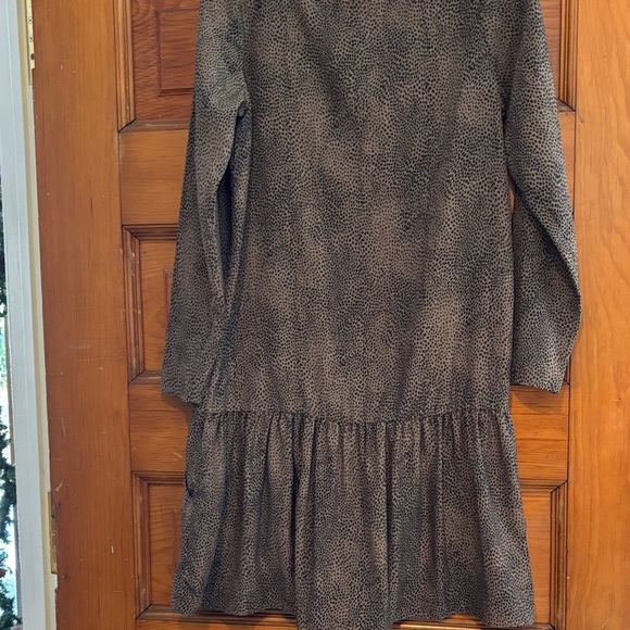 NWT Renvy Animal Print Brown and Black Ruffle Drop Waist BOHO Midi Dress - Picture 4 of 4
